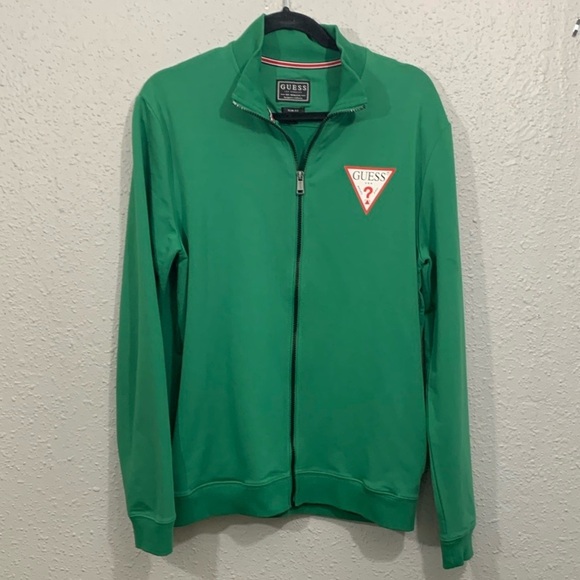 Guess Green Full Zip Slim Fit French Terry Long Sleeve Jacket size M - Picture 1 of 10